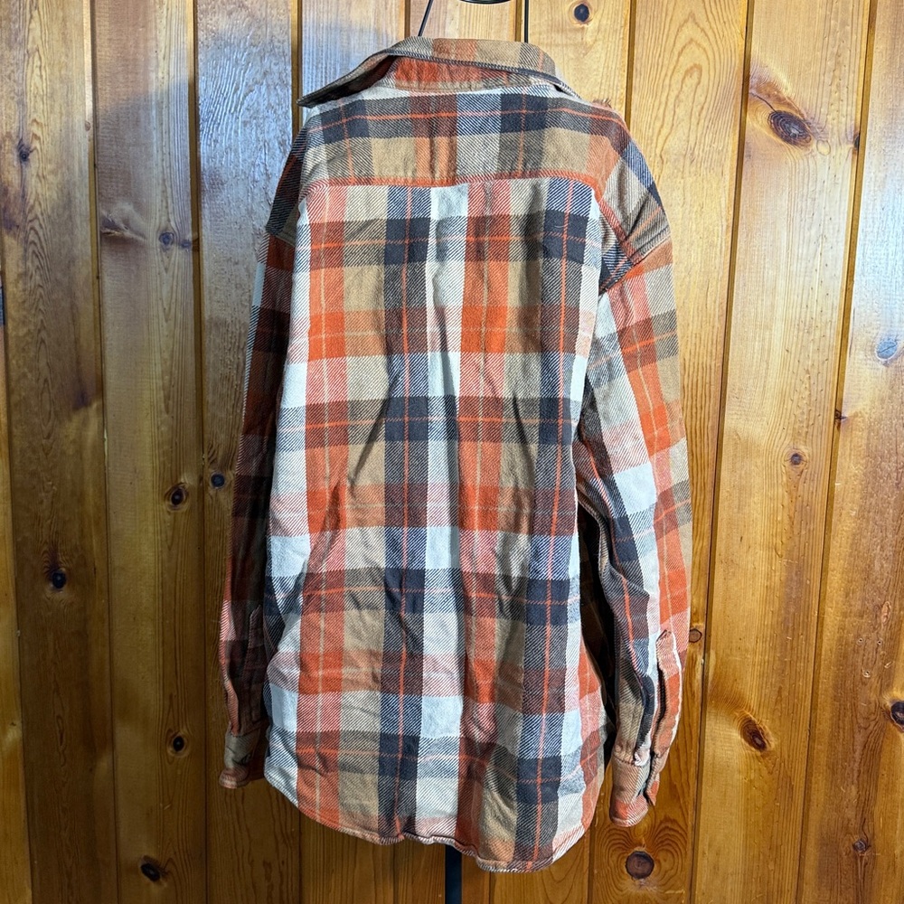 Cabela's Orange and Black Checkered Shirt size medium heavy material outdoor - Picture 5 of 5